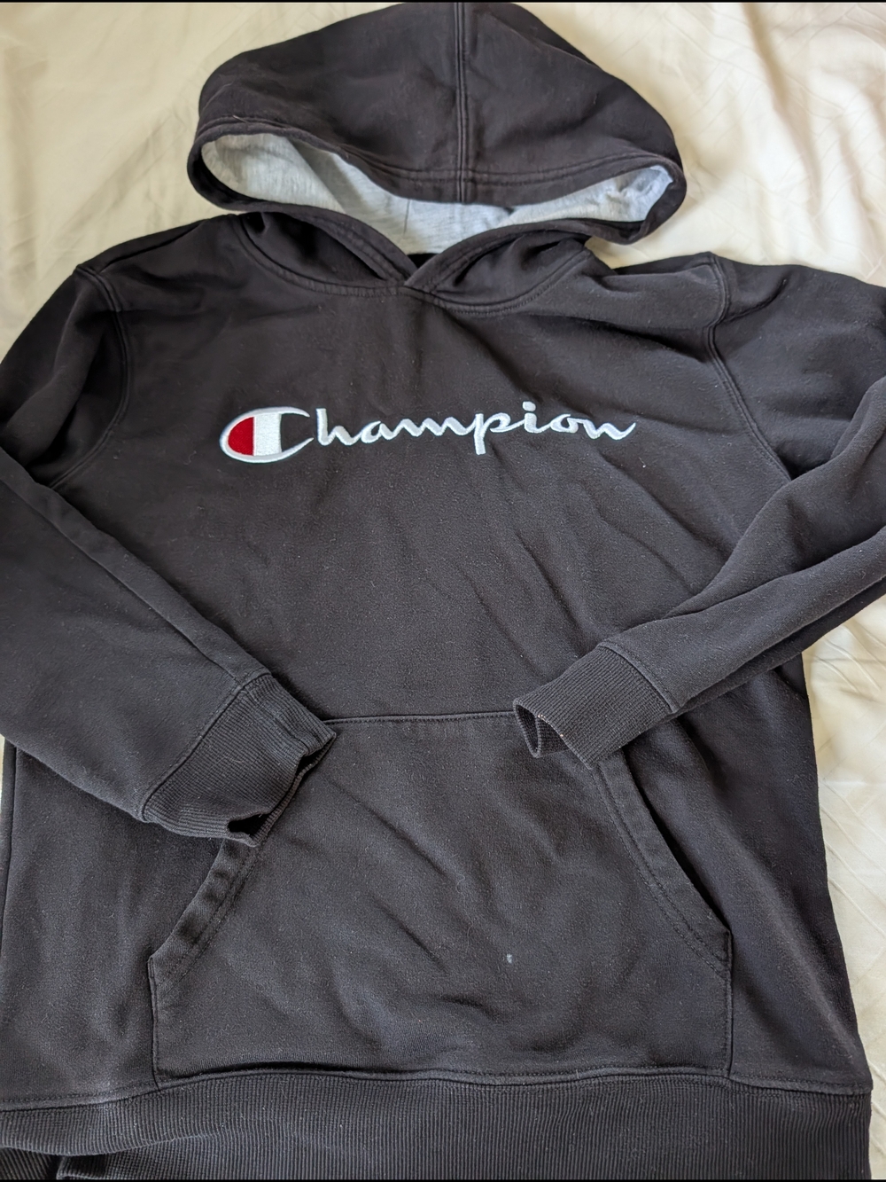 Champion Black Embroidered Logo Hoodie